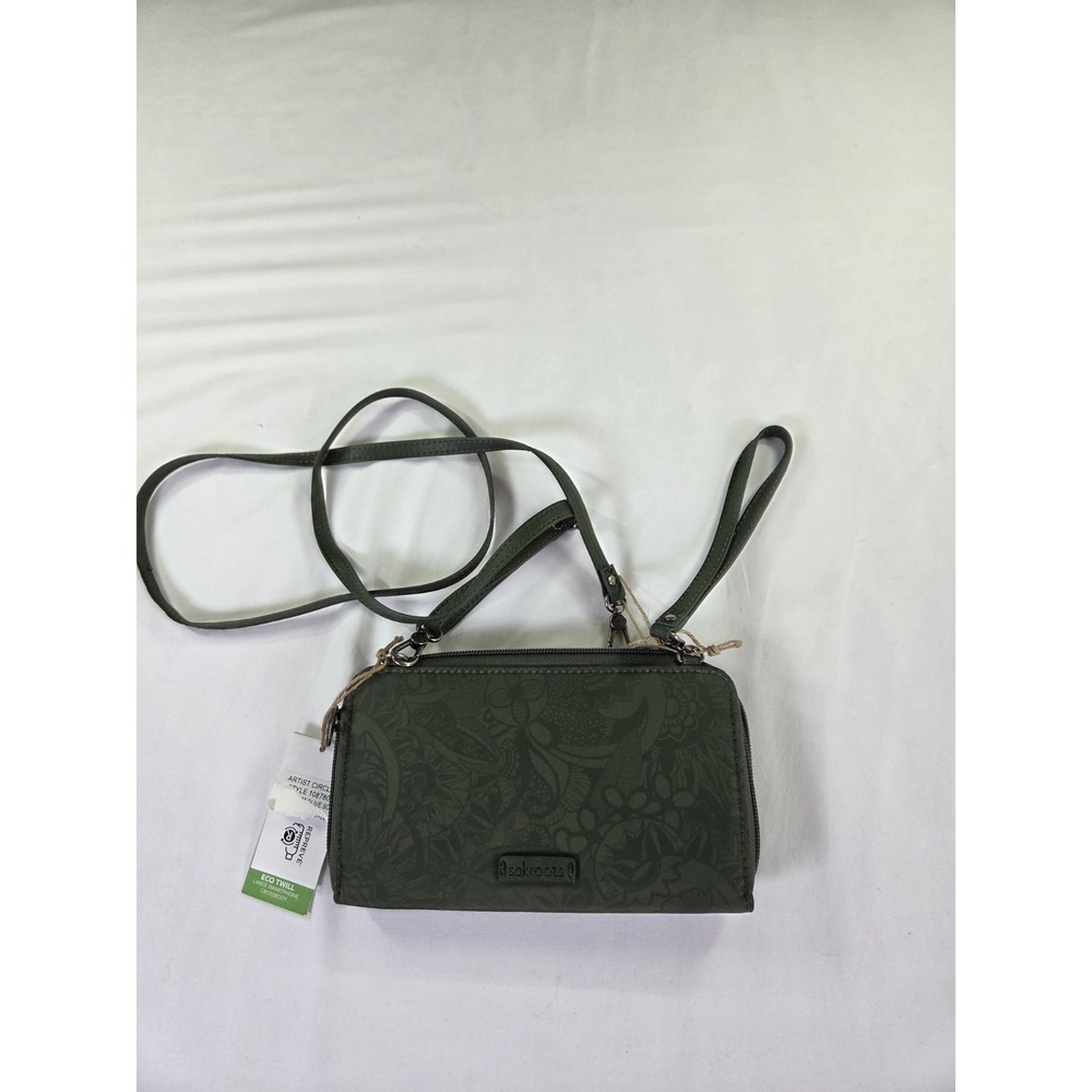 Sakroots Womens Artist Circle Large Smartphone Crossbody Bag Olive Green Boho